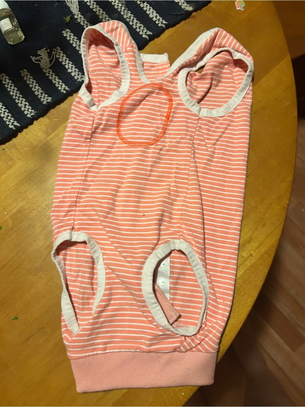 Dog Striped Peach White Onesie